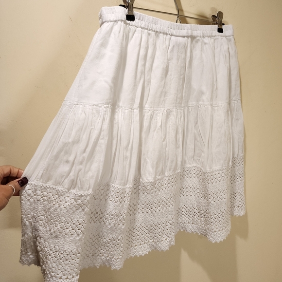 Metrowear Women's White Cotton Elastic Waist Skirt size L - Picture 6 of 10